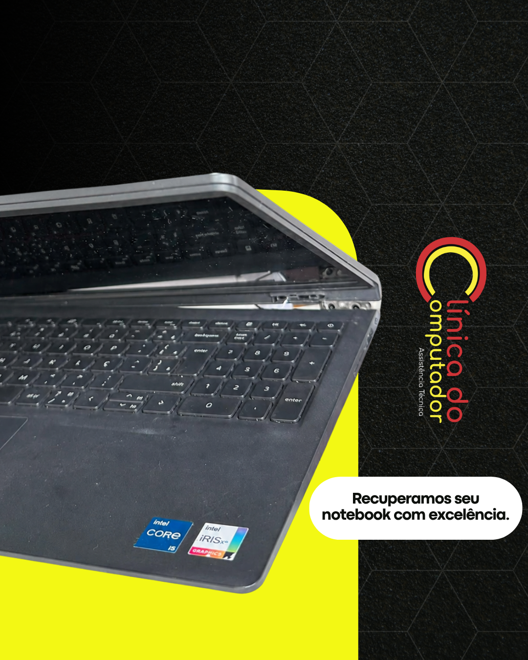 Reparo de carcaça e dobradiça quebrada de notebook